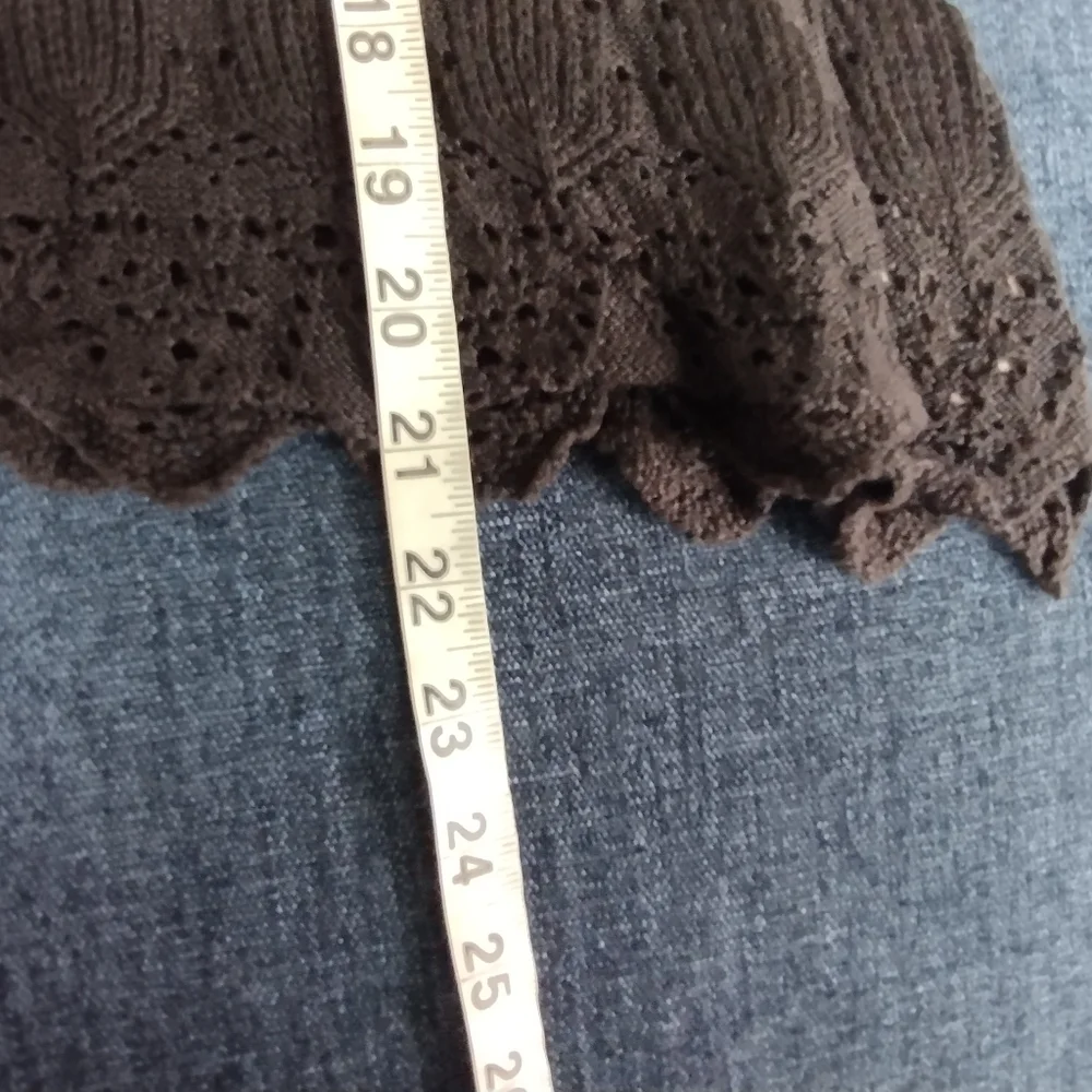 FREE PEOPLE Black Once Upon a Time Linen Blend Knit Bell Sleeve Top XS